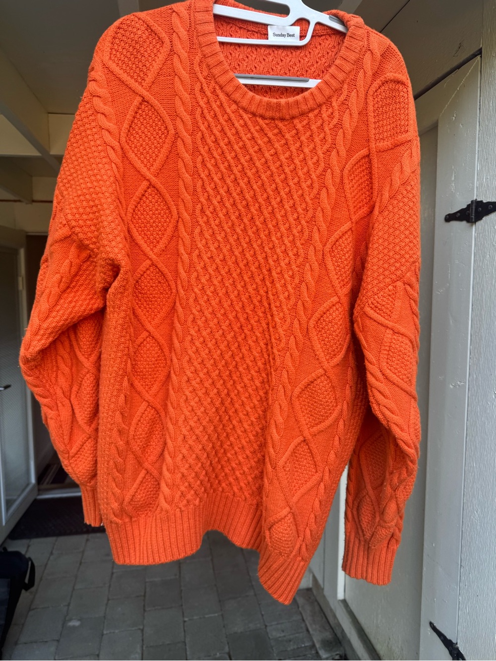 Sunday Best Orange Cable Knit Crewneck Sweater